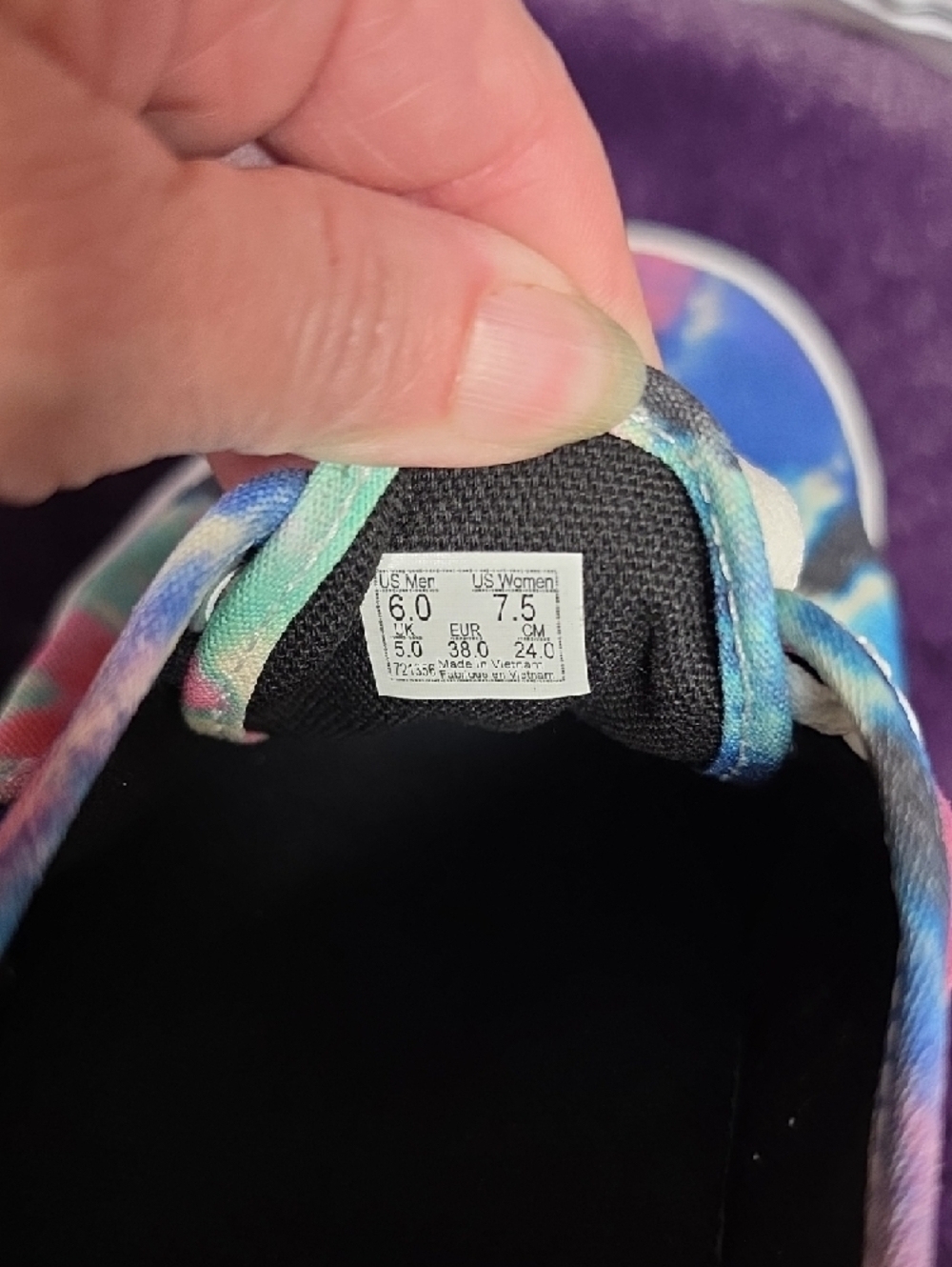 Vans Tie-Dye Canvas Sneakers - Pink, Blue, Teal sz 7.5 - Picture 3 of 6